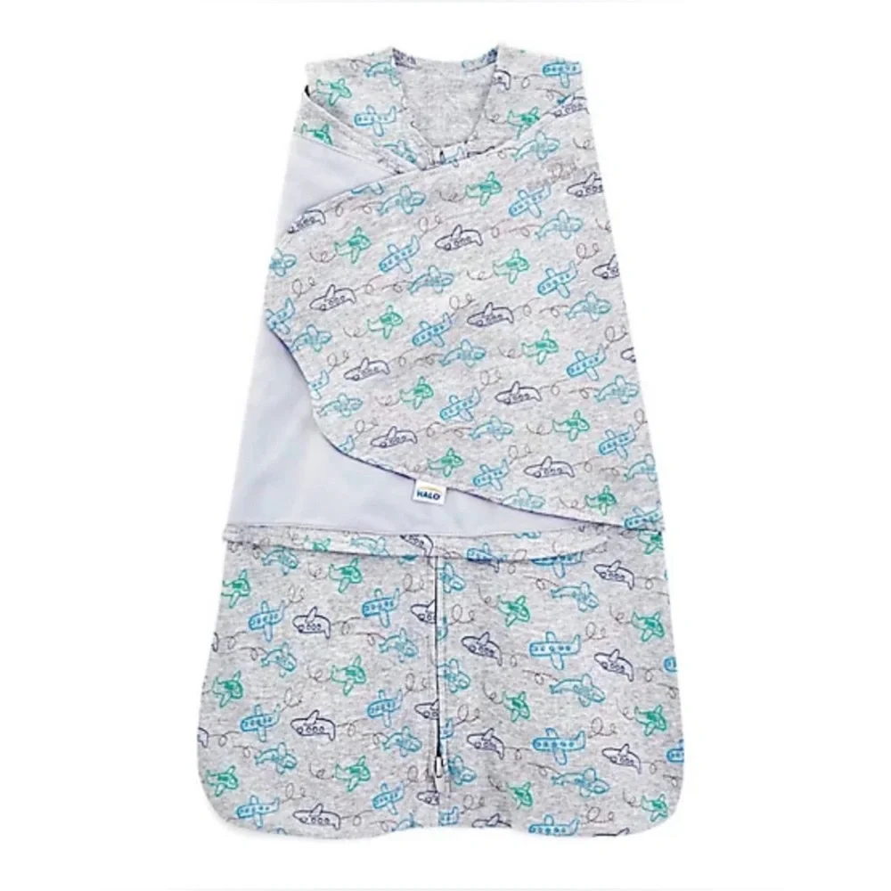 Halo Grey Sleep Sack with Blue and Green Airplane Print